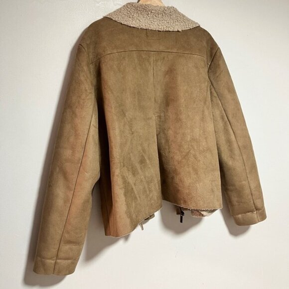 Old Navy Faux Suede Sherpa Lined Moto Jacket – Tan – Women’s XXL - Picture 10 of 11